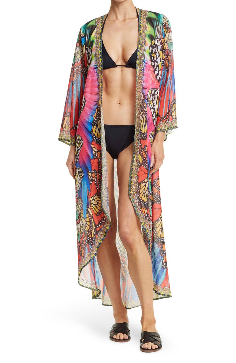 RANEES Embellished Flare Sleeve Duster, Main, color, 