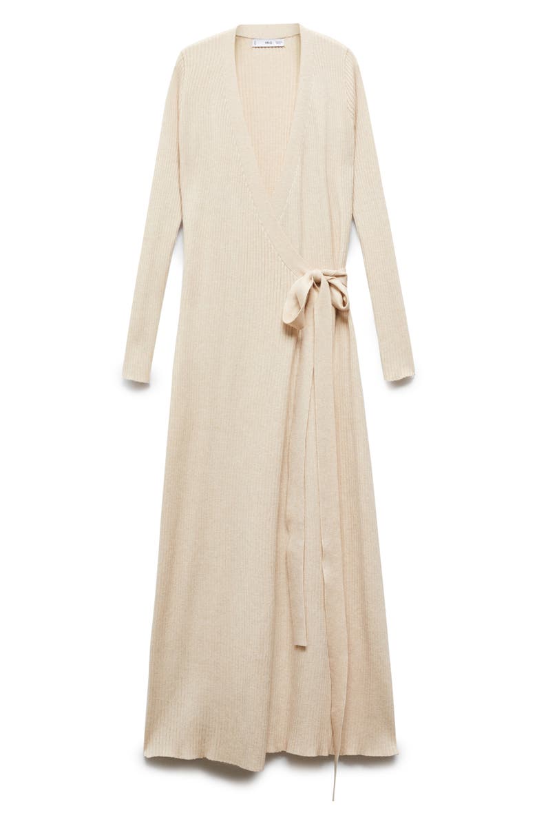 MANGO Long Sleeve Wrap Sweater Dress, Alternate, color, 