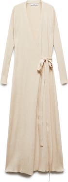 MANGO Long Sleeve Wrap Sweater Dress