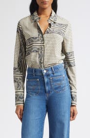 Veronica Beard Monique Mixed Paisley Silk Blend Shirt