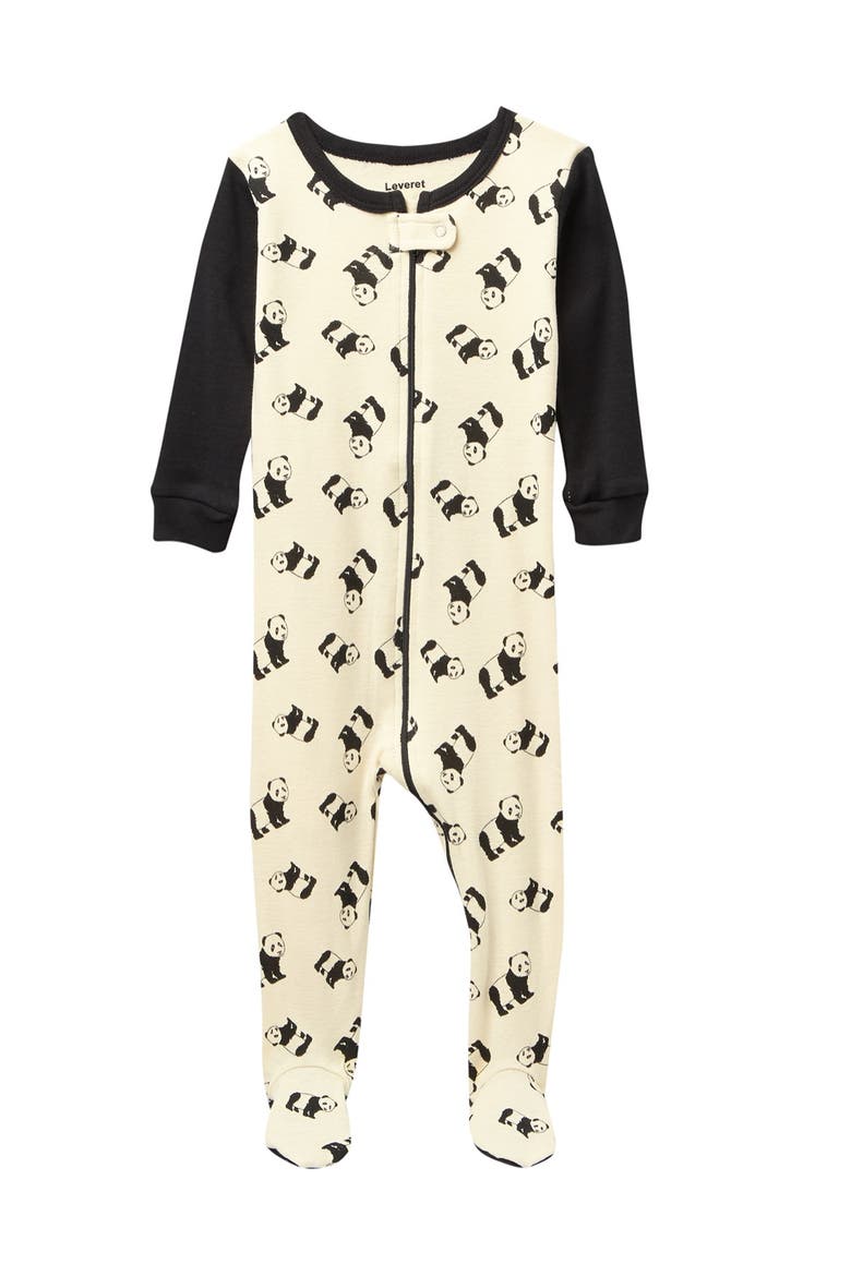 Footed Cotton Pajamas Matching Family Coordinated Animal Prints, Main, color, OFF WHITE
