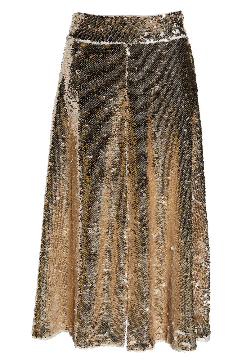 Sequin Embellished A-Line Skirt, Alternate, color, GOLD