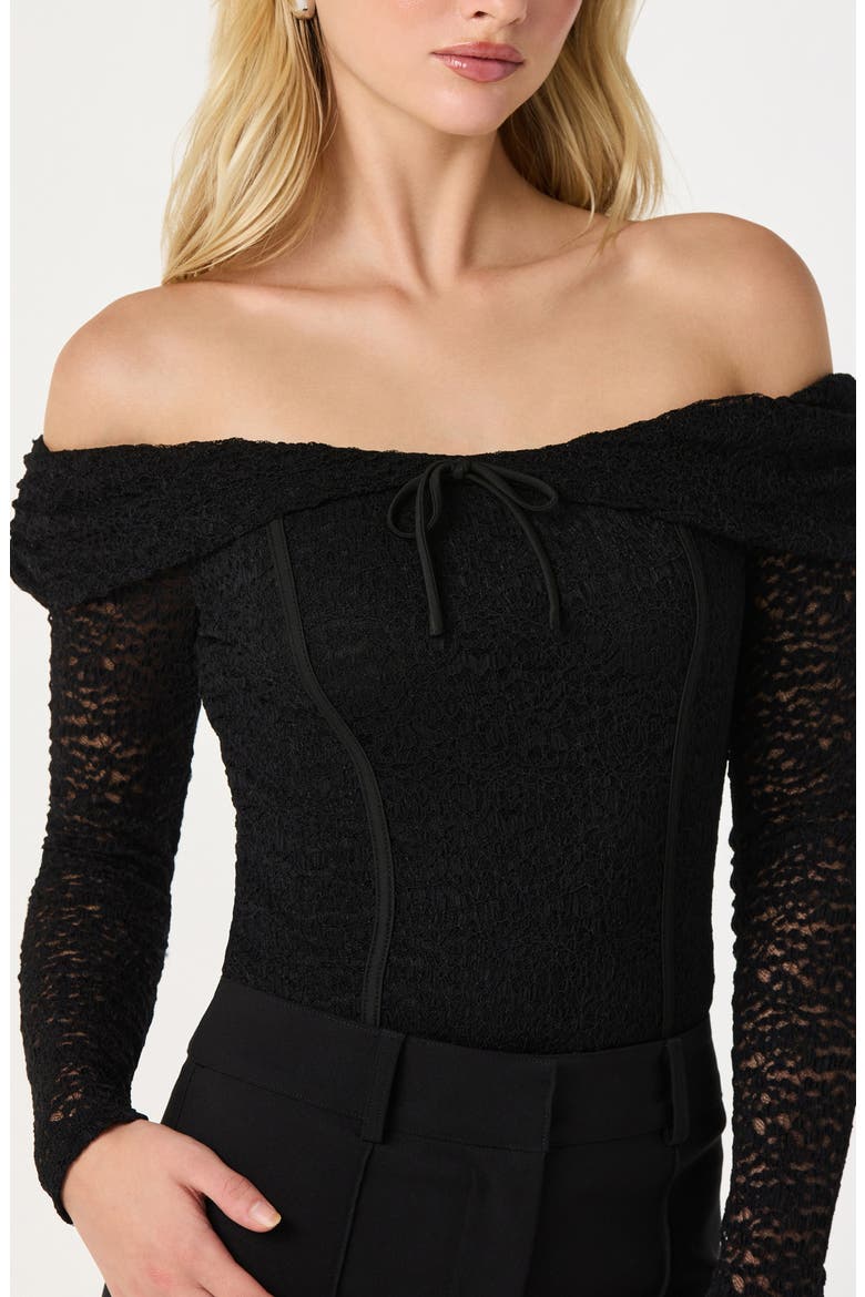 Off the Shoulder Lace Top, Alternate, color, BLACK