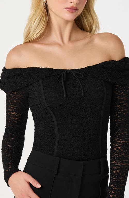 Astr The Label Off The Shoulder Lace Top In Black