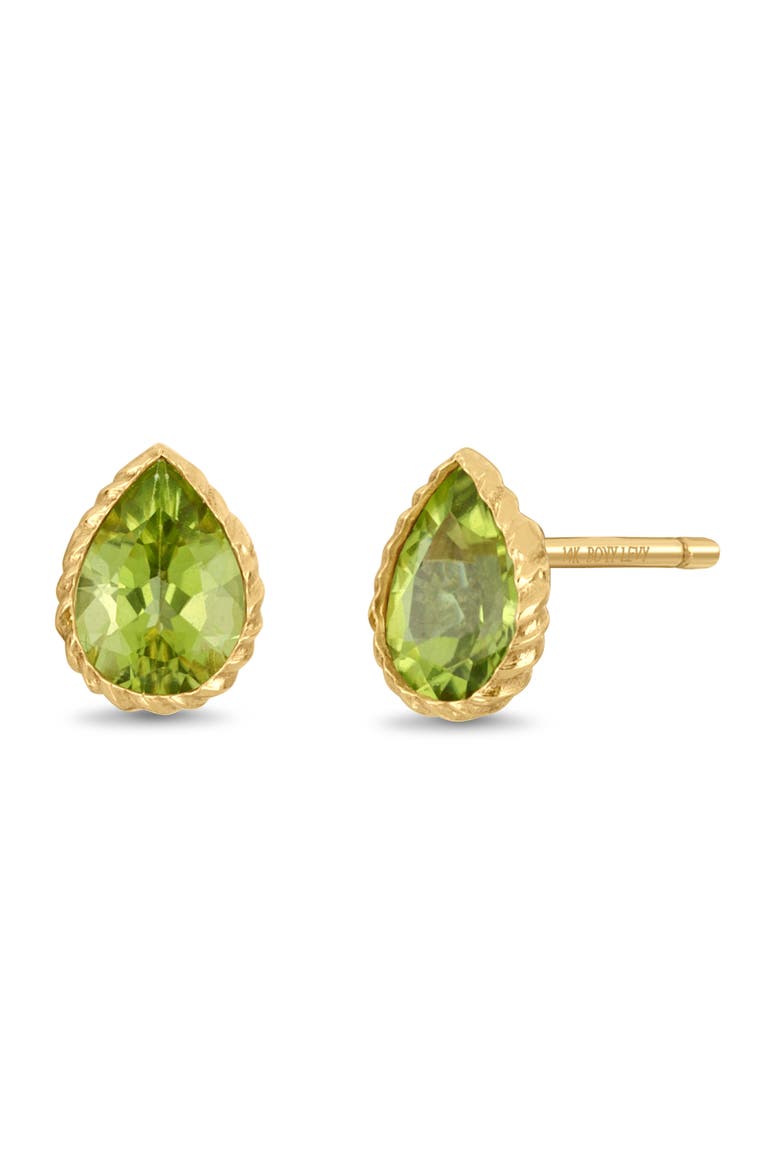 14K Gold Peridot Stud Earrings, Main, color, 14KY 2PEPS1.3