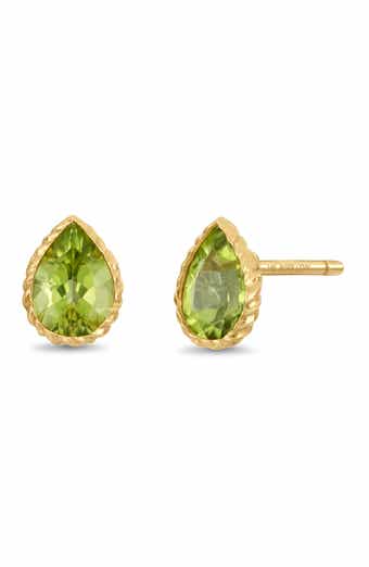 14K Gold Peridot Stud Earrings