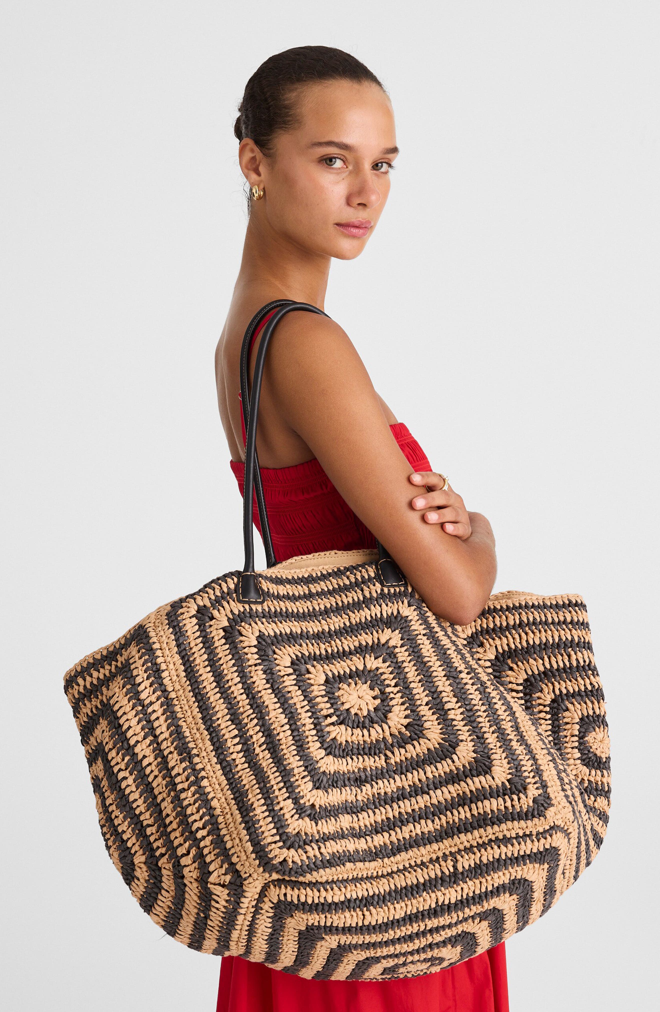 Madewell The Two-Toned Straw Tote Bag, Alternate, color, 