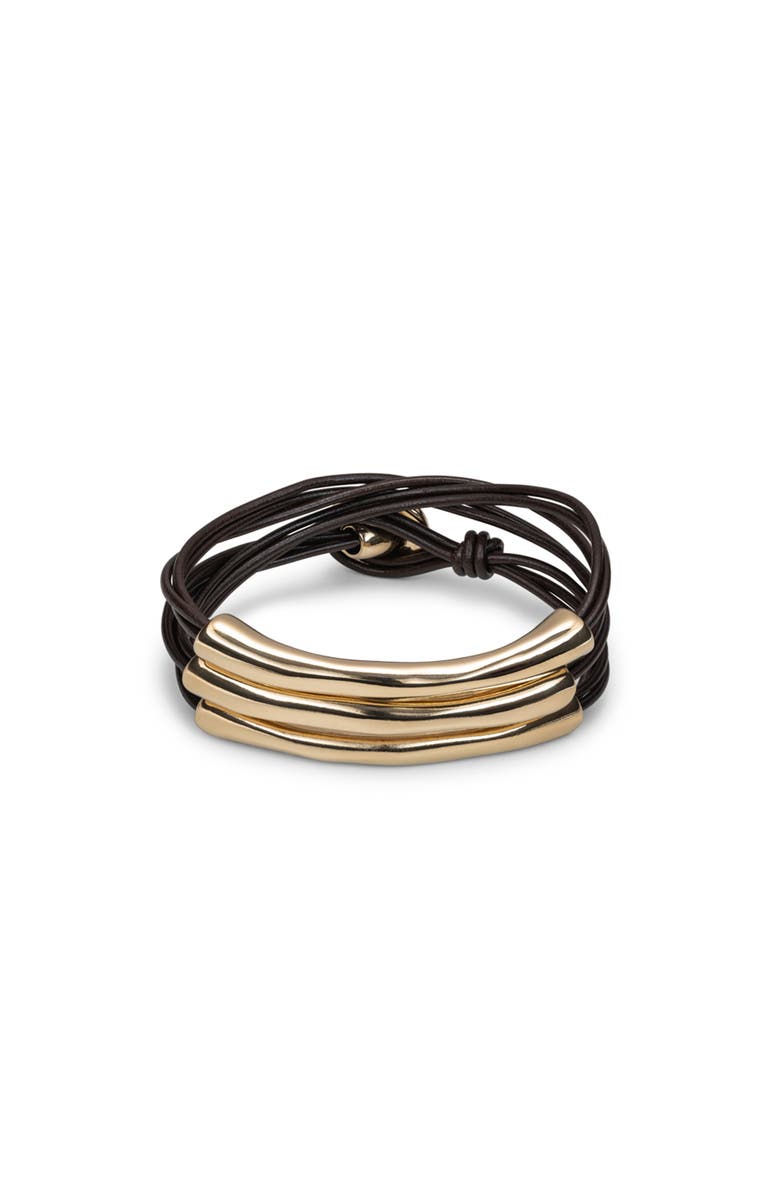 UNODE50 Trine Link Bracelet, Main, color, Gold
