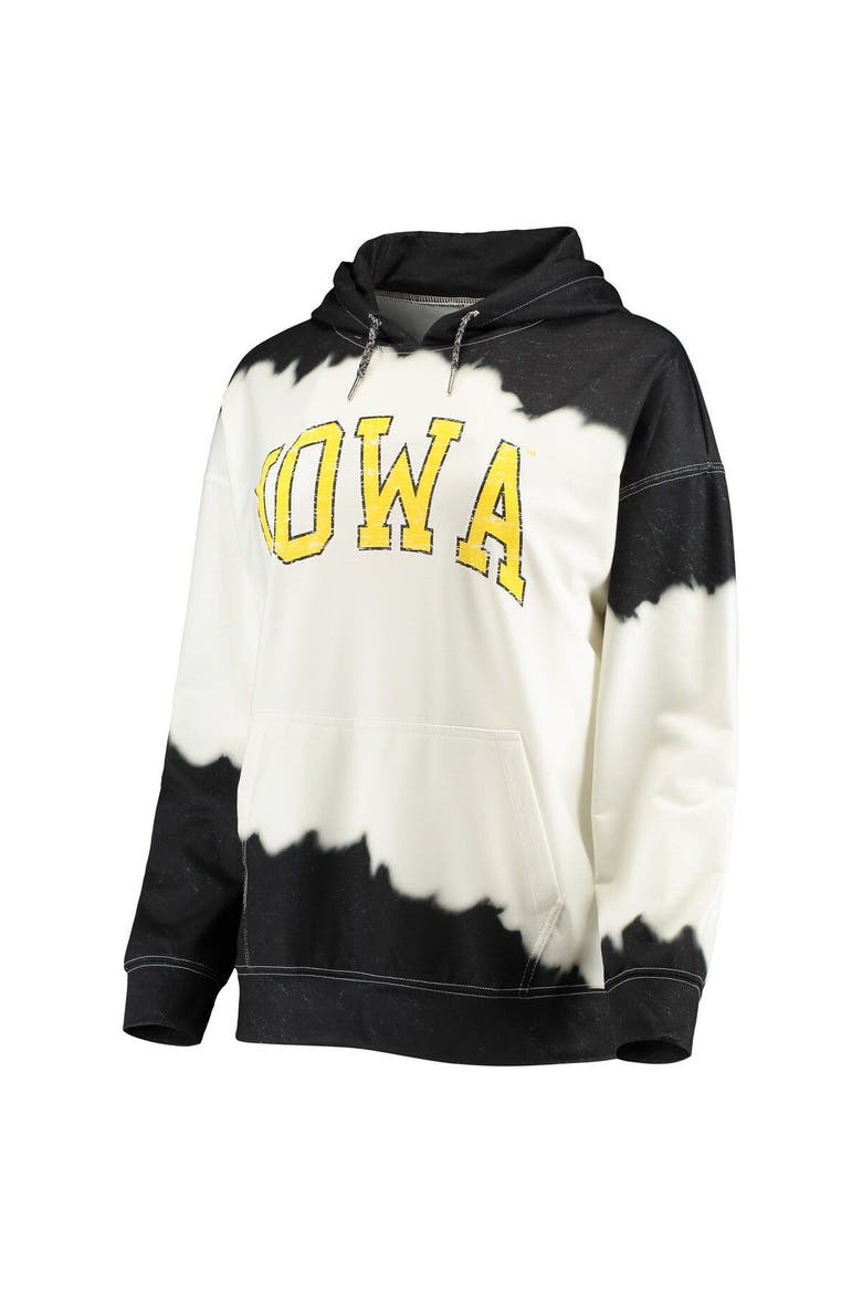 Women's Gameday Couture White/Black Iowa Hawkeyes For the Fun Double Dip-Dyed Pullover Hoodie, Alternate, color, White