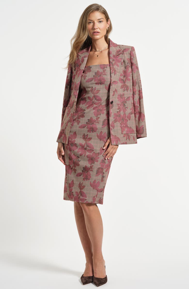 Isaac Mizrahi New York Plaid Sleeveless Sheath Dress, Alternate, color, Taupe Plaid Floral