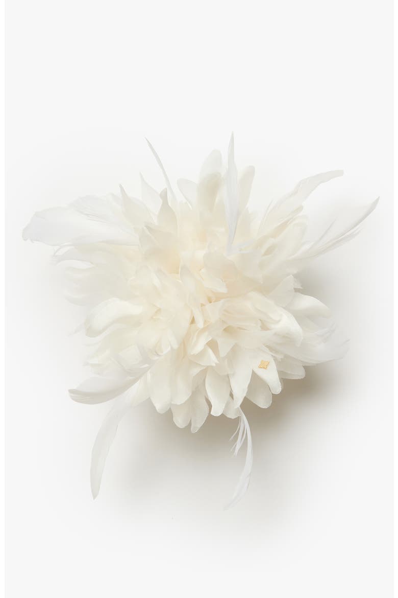 The White Dahlia Duster Floral Brooch, Main, color, White