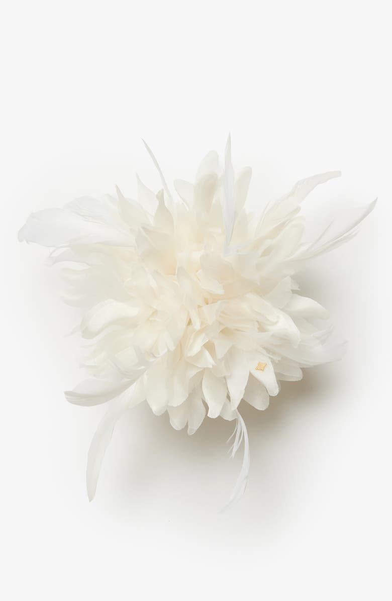 Helena Simon The White Dahlia Duster Floral Brooch, Main, color, White