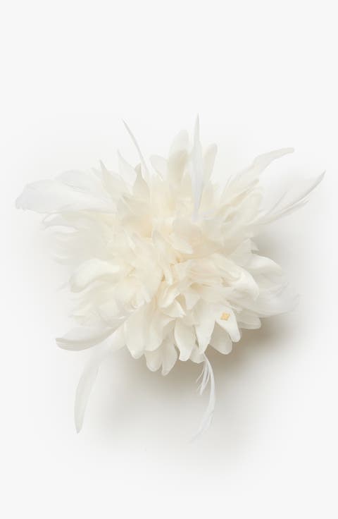 The White Dahlia Duster Floral Brooch