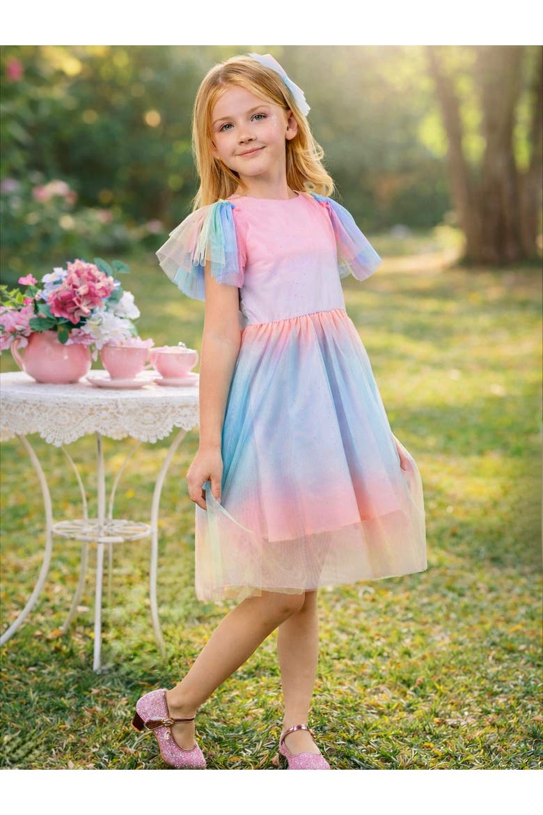Cotton Candy Dreams Flutter Sleeve Party Dress, Alternate, color, Pink