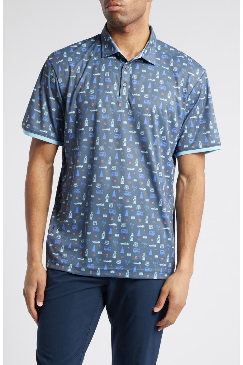 Adventure Print Golf Polo, Main, color, GRAPHITE