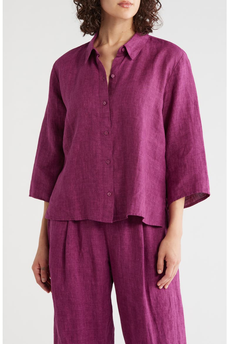 Organic Linen Classic Collar Shirt, Main, color, RASPBERRY