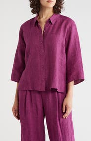 Eileen Fisher Organic Linen Classic Collar Shirt