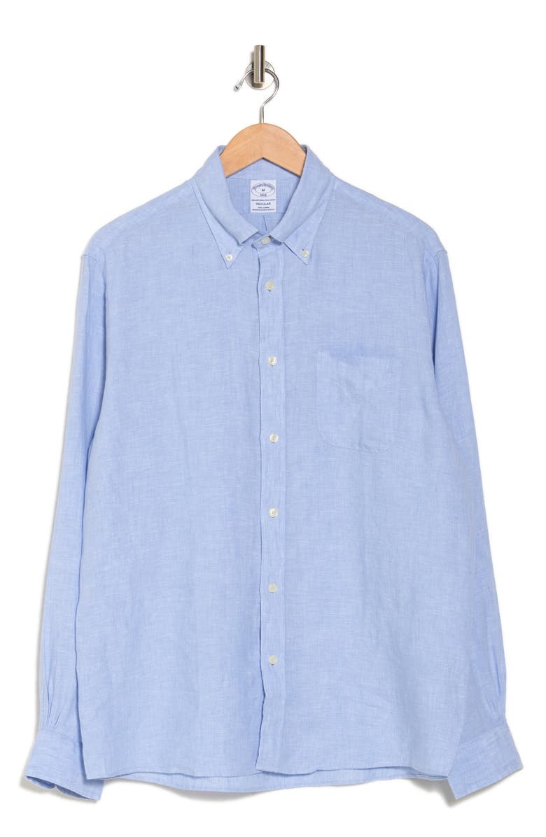 Brooks Brothers Regular Fit Linen Dress Shirt, Alternate, color, Hydrangea
