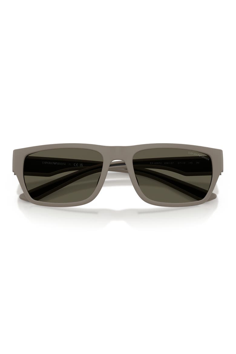 57mm Rectangle Sunglasses, Alternate, color, RUBBERIZED MATTE BROWN / GREY
