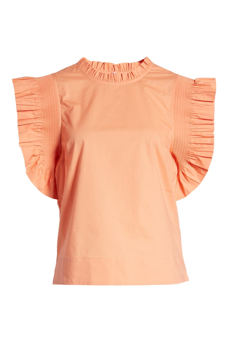 Ruffle Sleeve Top, Alternate, color, CORAL