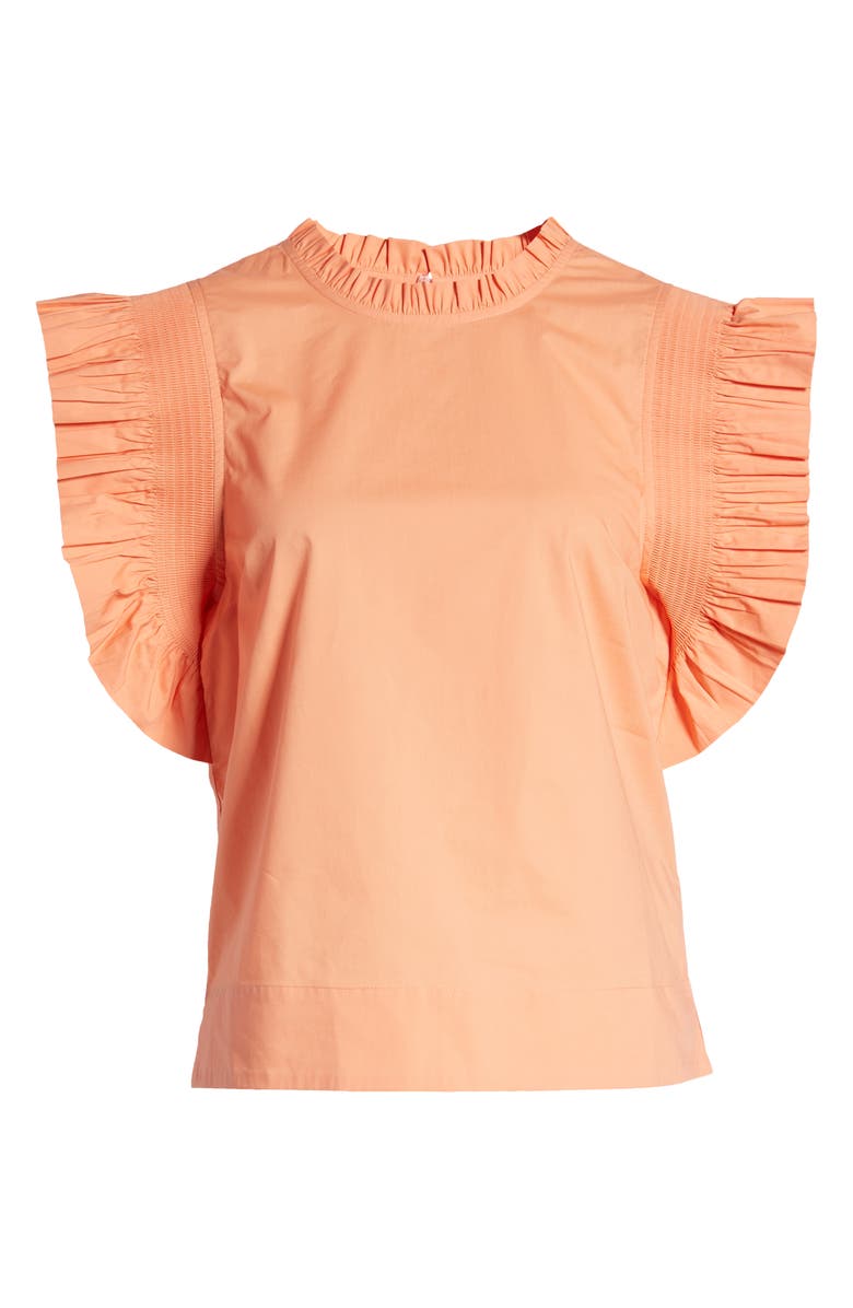 English Factory Ruffle Sleeve Top, Alternate, color, Coral