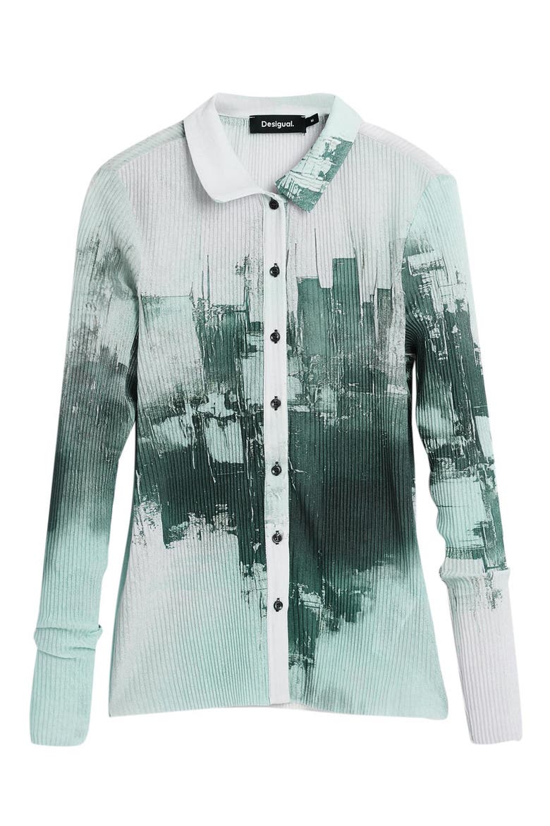 Rib Button-Up Shirt, Alternate, color, GRAY