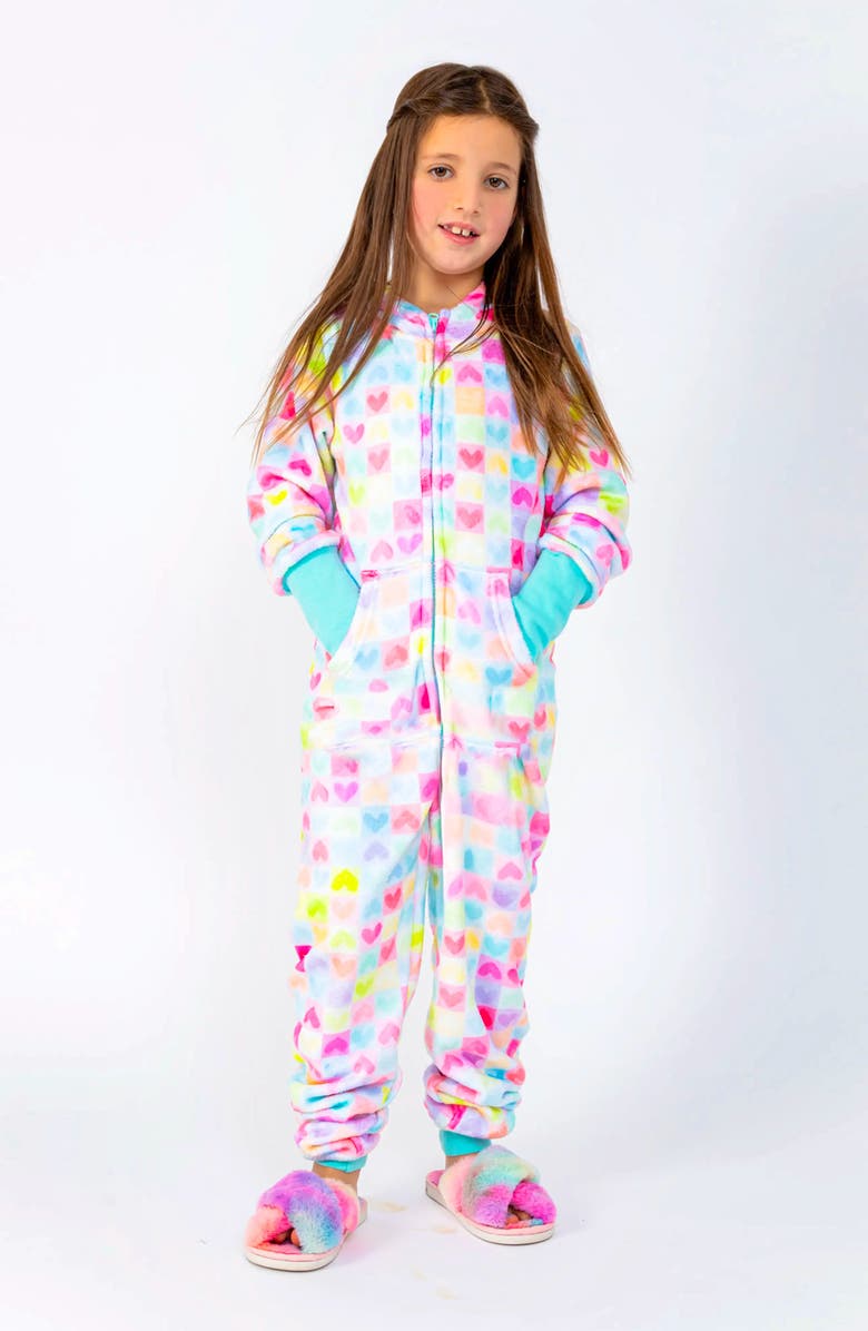 Preppy Goose Love More One-Piece Plush Jumpsuit, Main, color, Multicolor