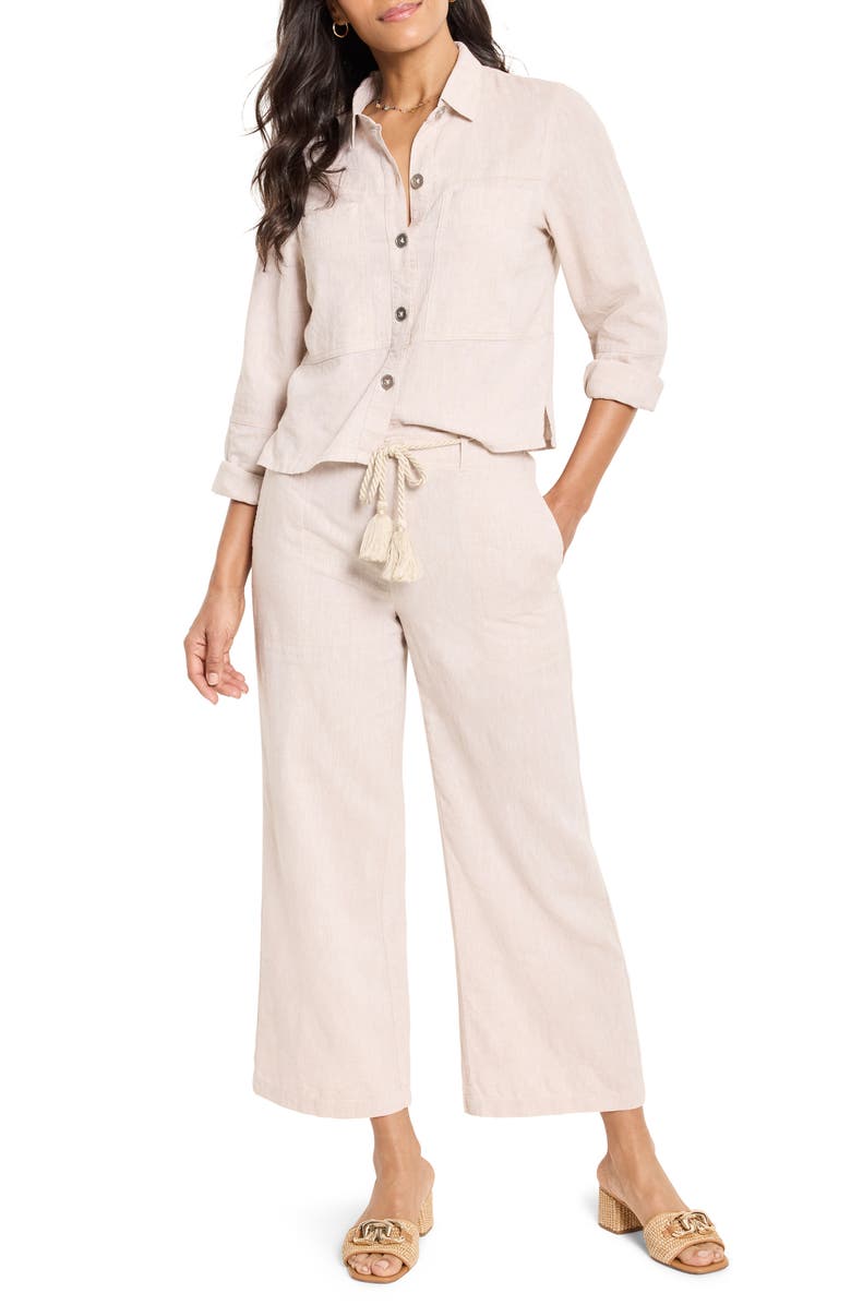 NIC+ZOE Rumba Rope Belt Linen Blend Pants, Alternate, color, Neutral Mix