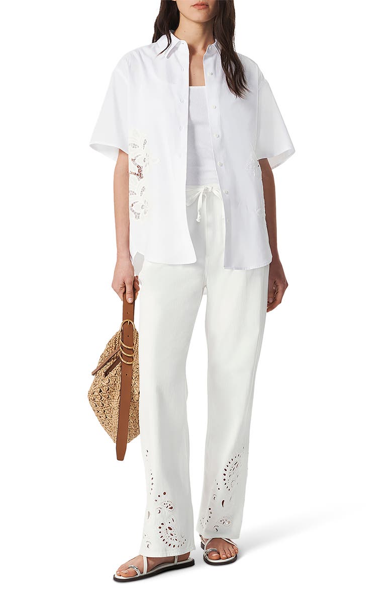 rag & bone Amy Lace Short Sleeve Button-Up Shirt, Alternate, color, White Lace