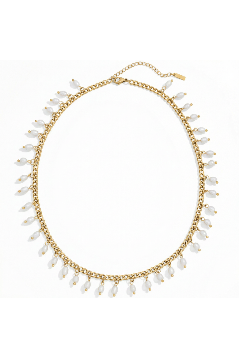 Vicentina 18k Gold Plated 16" Fresh Water Pearl Necklace, Main, color, 18k Yellow Gold