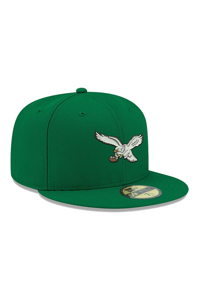 Men's New Era Kelly Green Philadelphia Eagles Omaha Throwback 59FIFTY Fitted Hat, Alternate, color, KELLY GREEN