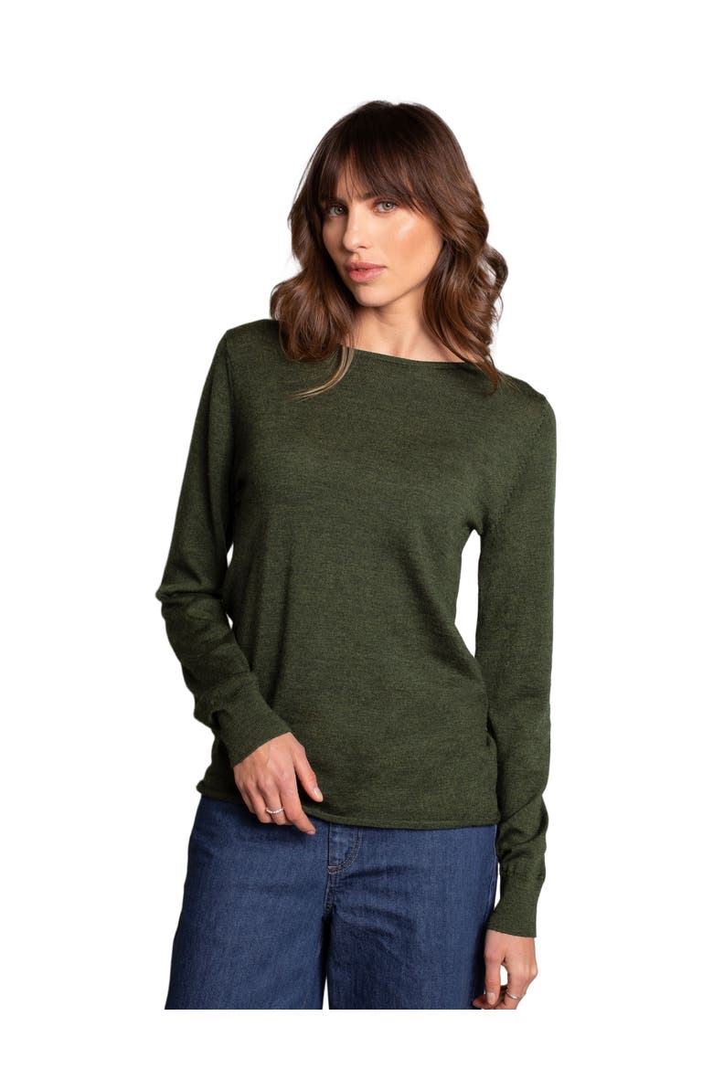 MERINO FINE KNIT BOAT NECK SWEATER, Main, color, OLIVE