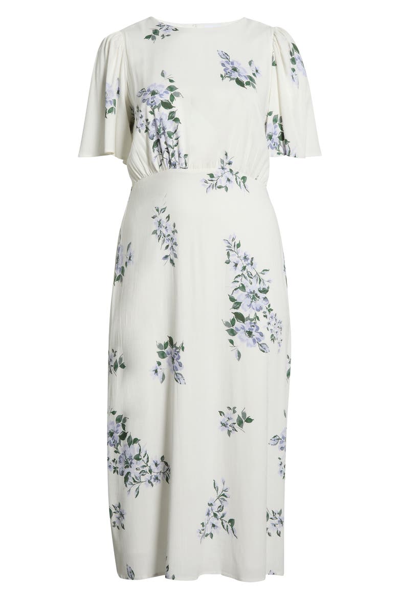 Porto Floral Smocked Midi Dress, Alternate, color, WHITE-BLUE-MULTI
