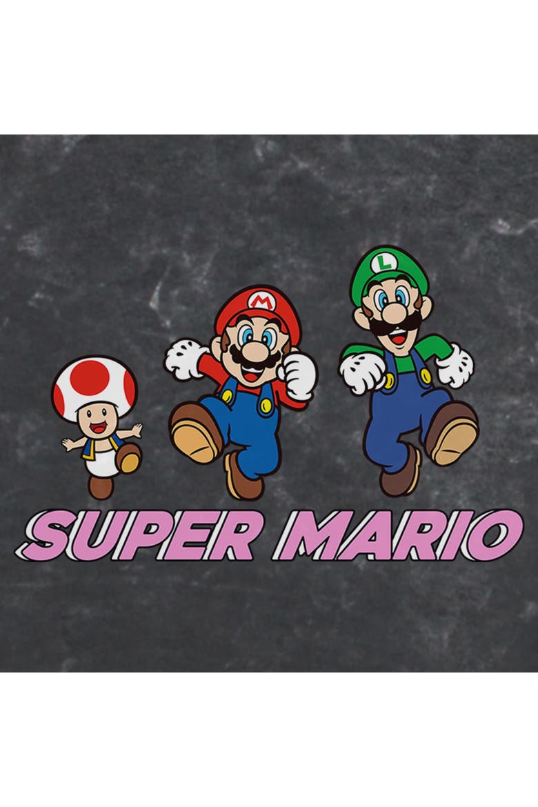 Junior's Nintendo Super Mario Trio  Graphic T-Shirt, Alternate, color, Black