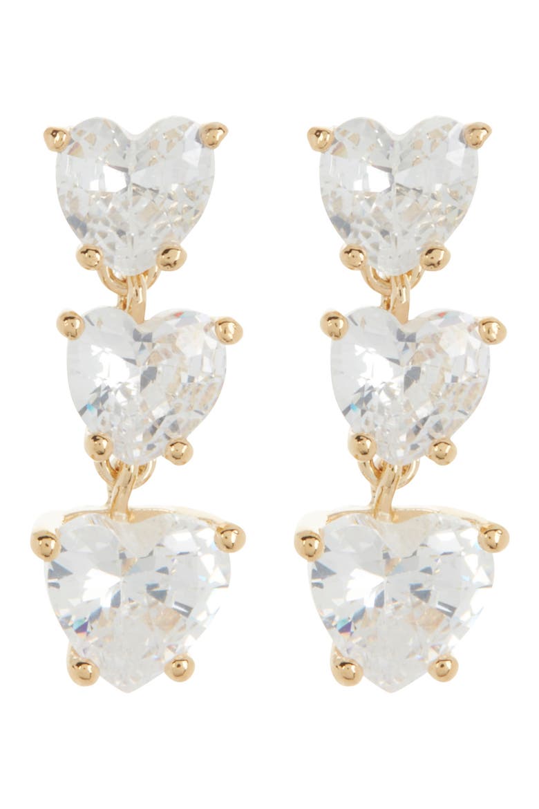 Small Heart Linear Earrings, Main, color, GOLD