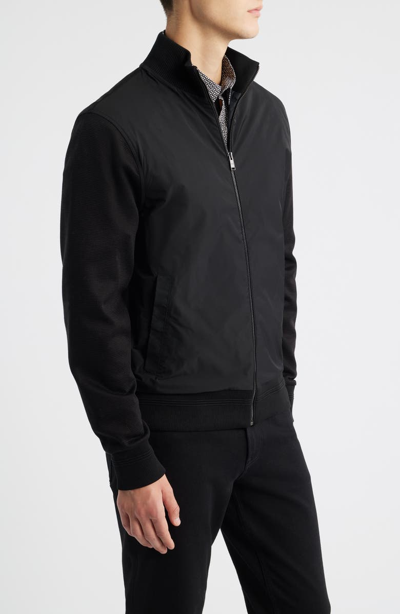 BOSS Shepherd Mixed Media Full Zip Sweatshirt, Alternate, color, Black