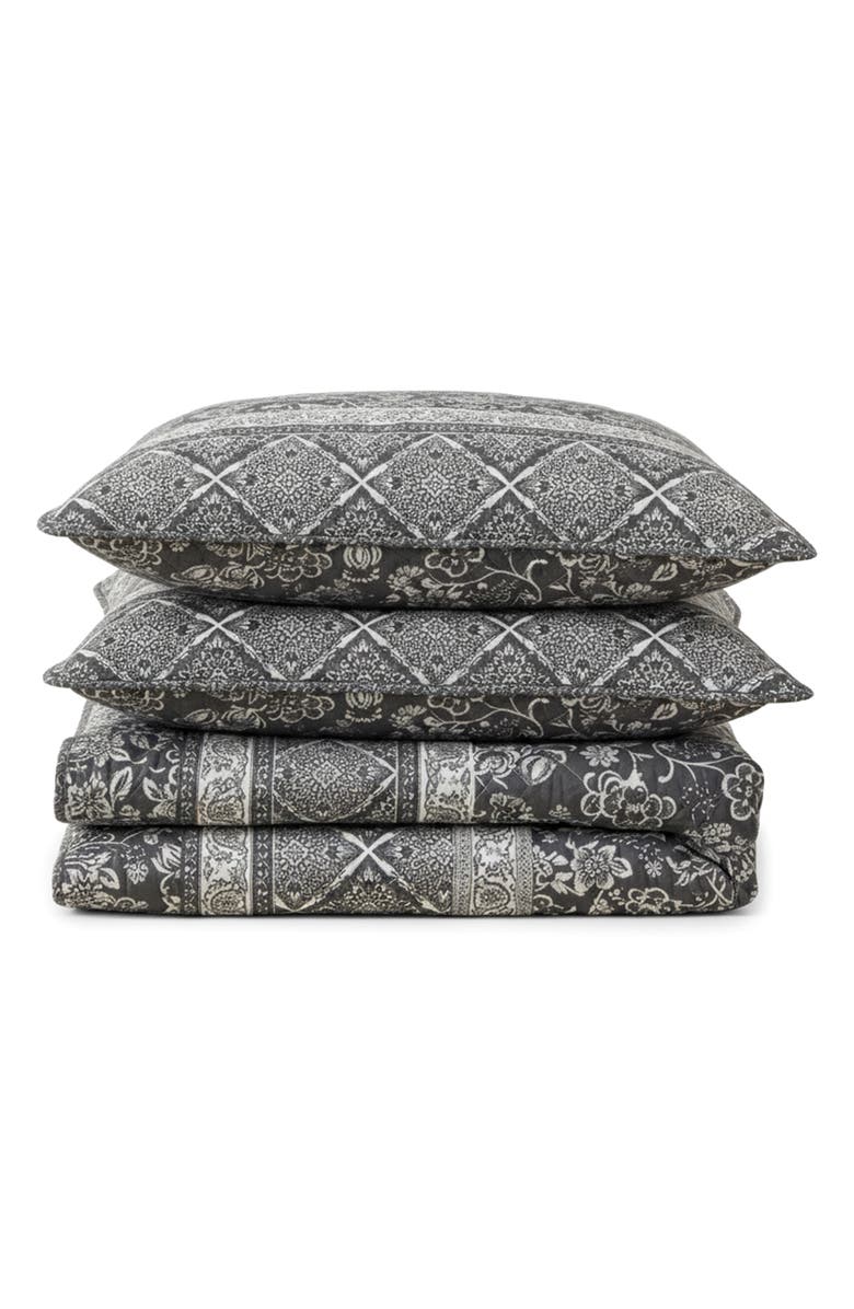 STONE COTTAGE Abbey 136 Thread Count Cotton Quilt Set, Main, color, Grey