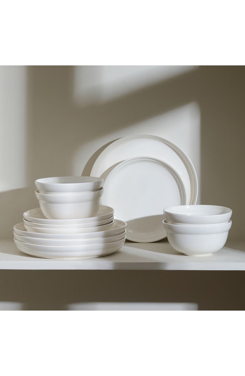 Stone Lain Virtuo Porcelain 4-Piece Dinner Plate Set, Alternate, color, White