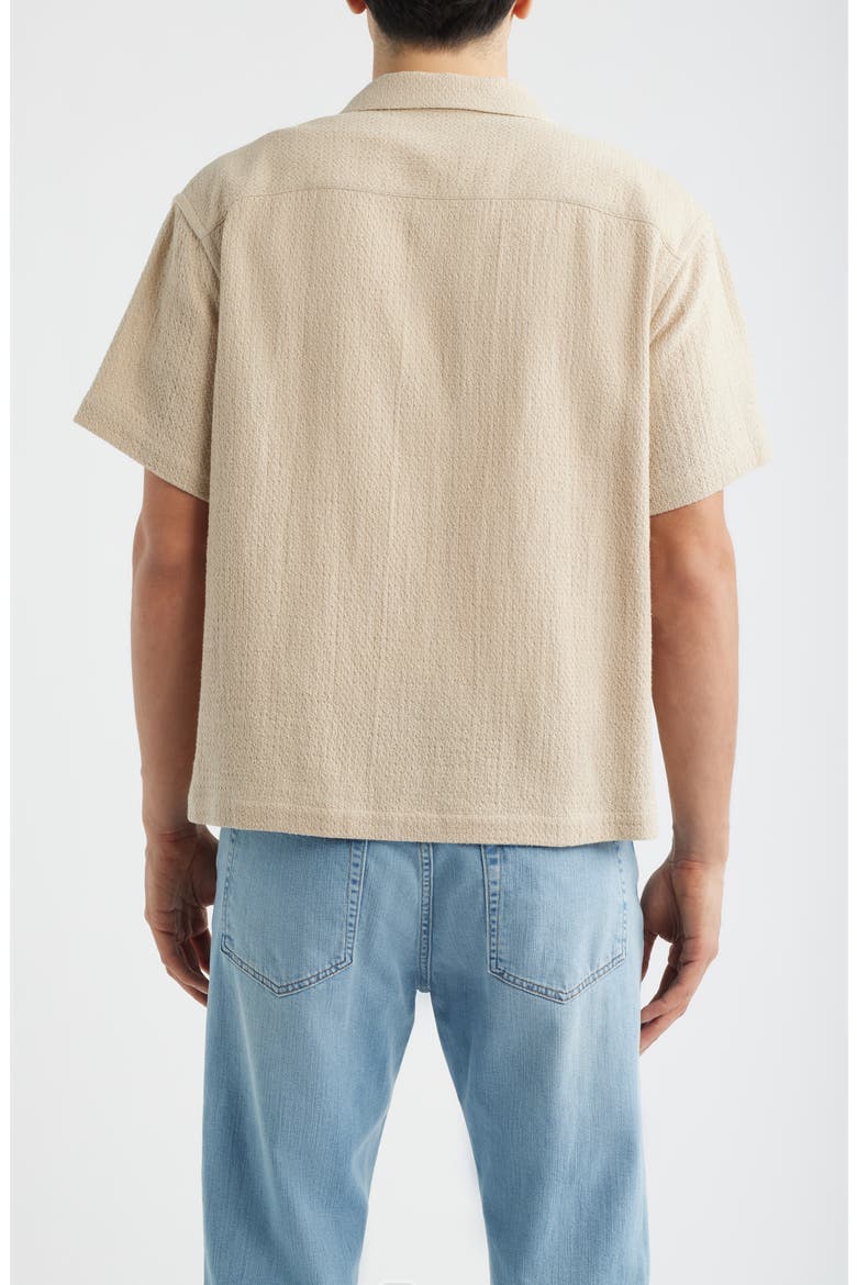 Open Weave Short Sleeve Cotton Blend Button-Up Shirt, Alternate, color, LIGHT STONE