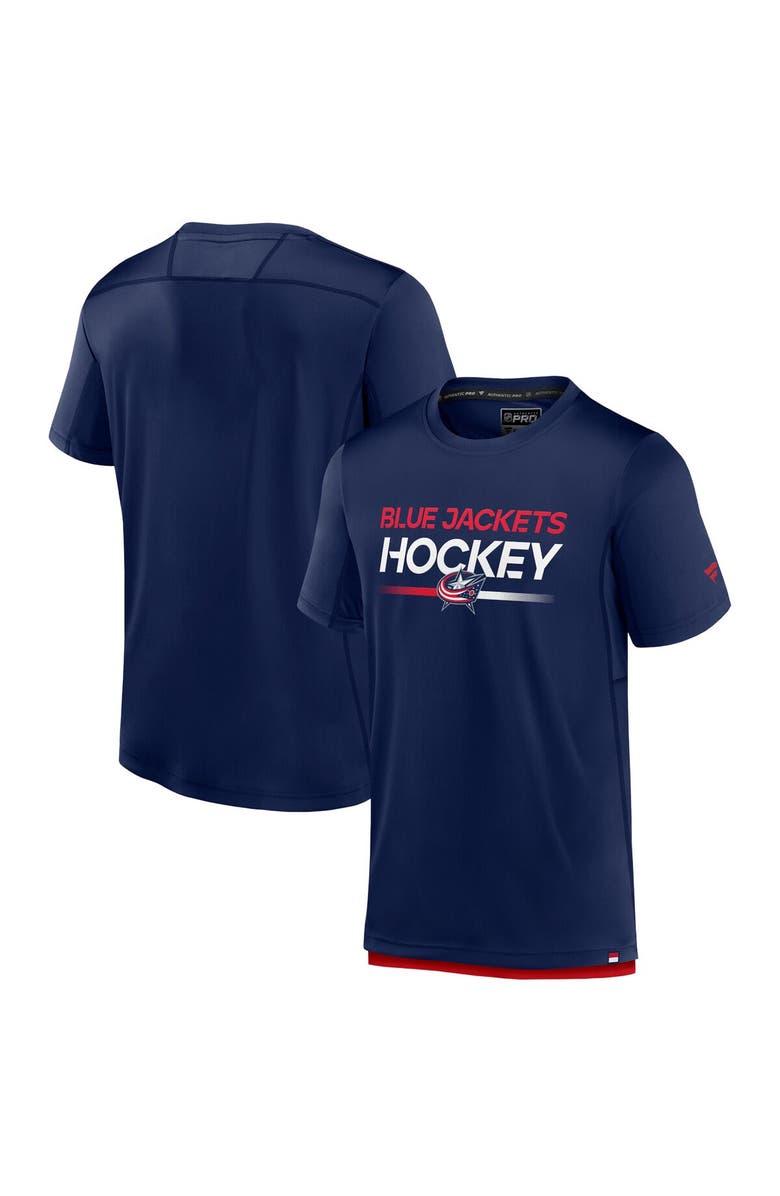 FANATICS Men's Fanatics Branded  Navy Columbus Blue Jackets Authentic Pro Tech T-Shirt, Alternate, color, 