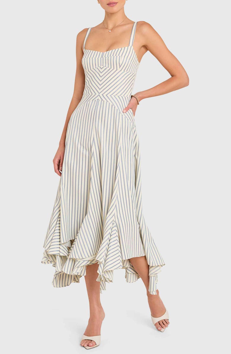 Amanda Uprichard Monterey Stripe Handkerchief Dress, Alternate, color, Oxford Blue Stripe