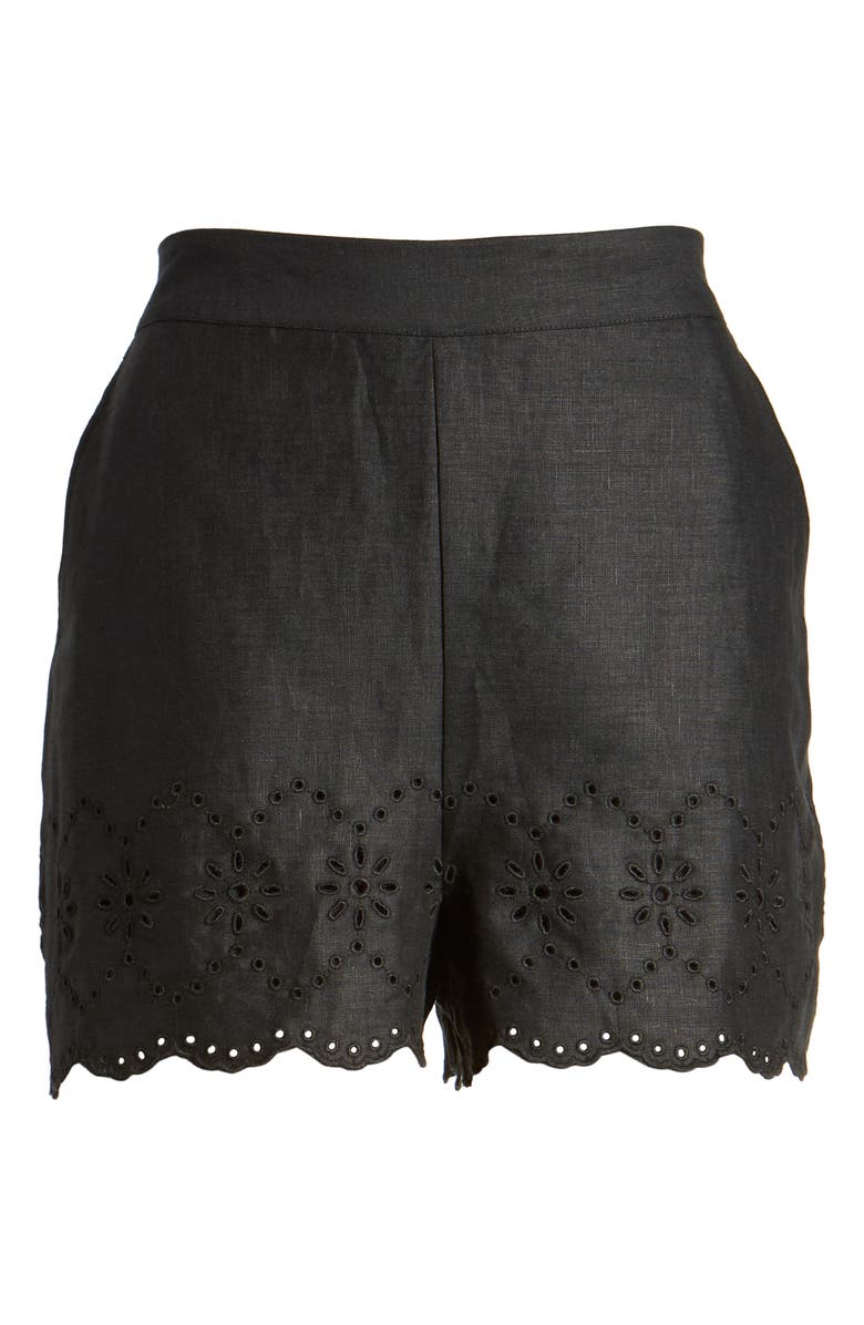 Rachel Parcell Eyelet Linen Shorts, Alternate, color, 