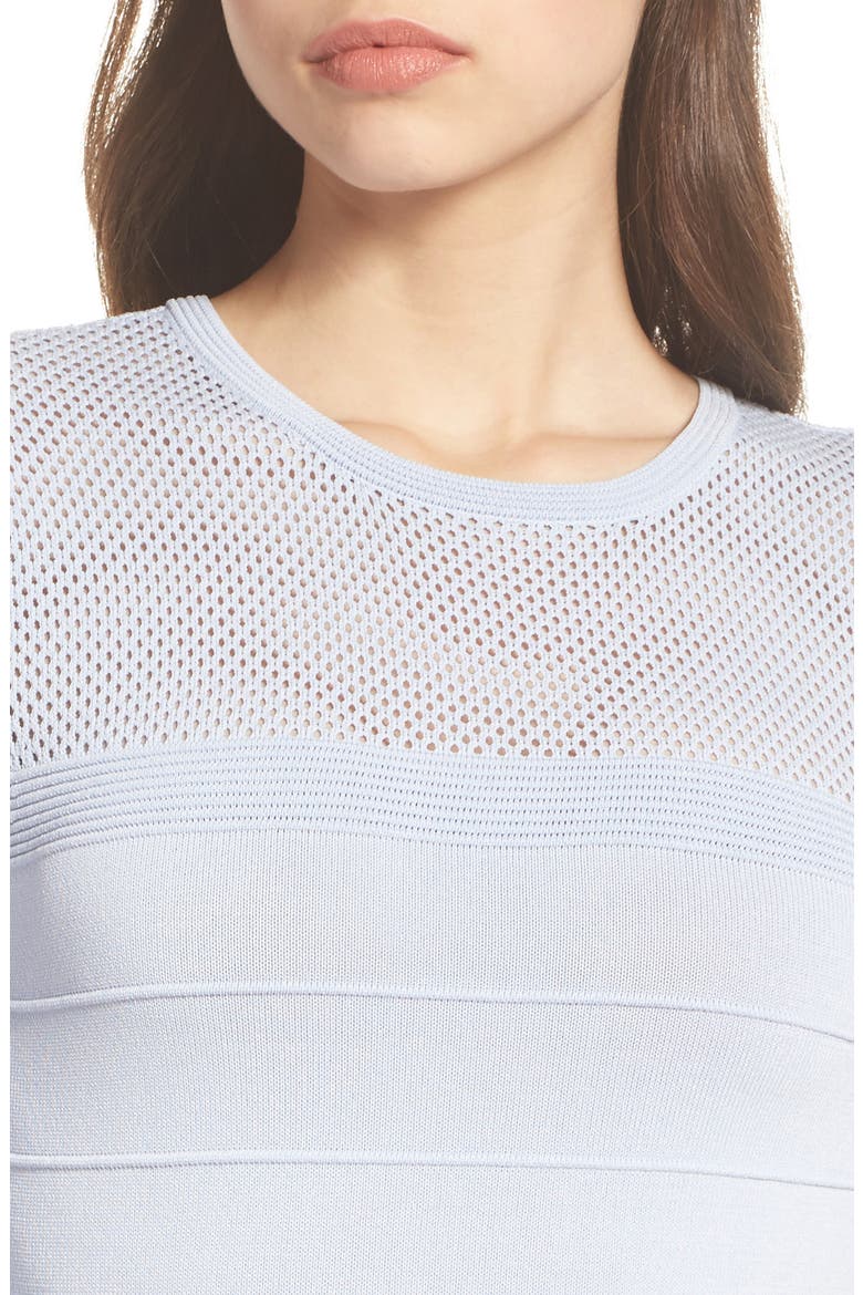 Mix Stitch Pointelle Fit & Flare Dress, Alternate, color, BLUE