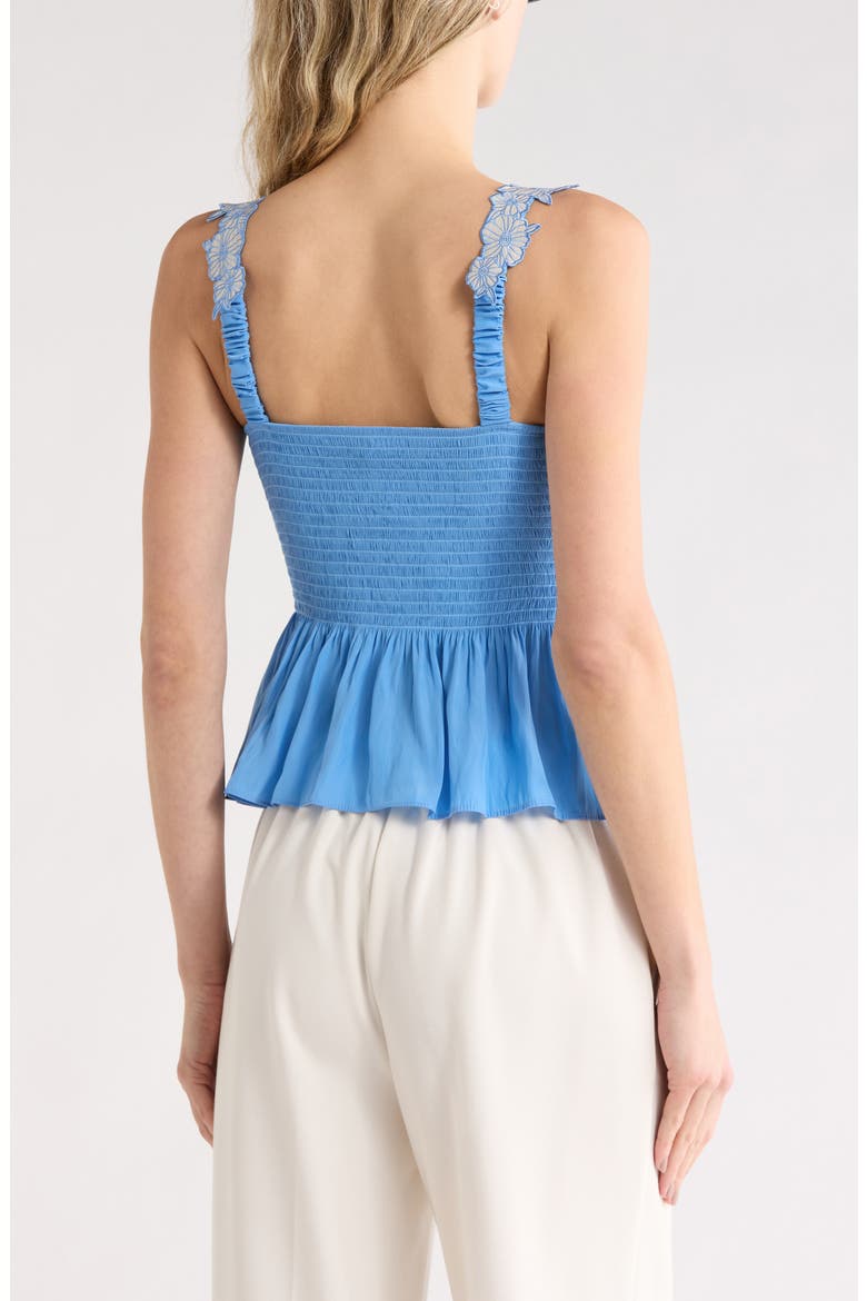 Giulia Floral Strap Smocked Top, Alternate, color, RIBBON BLUE
