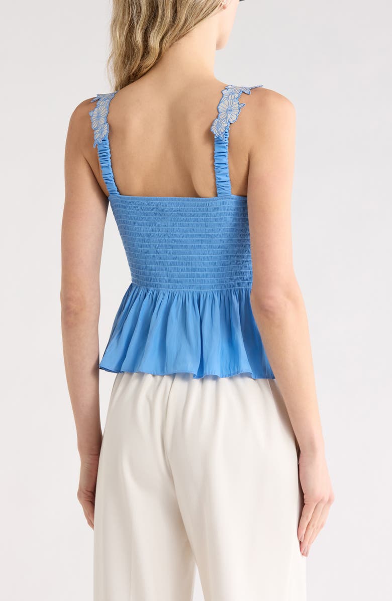 Ramy Brook Giulia Floral Strap Smocked Top, Alternate, color, Ribbon Blue