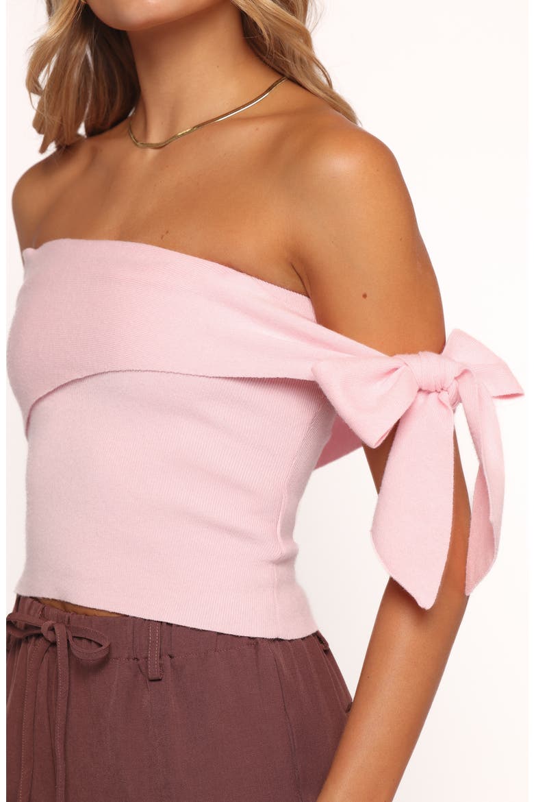 Charama Bow Detail Off the Shoulder Knit Top, Alternate, color, PINK