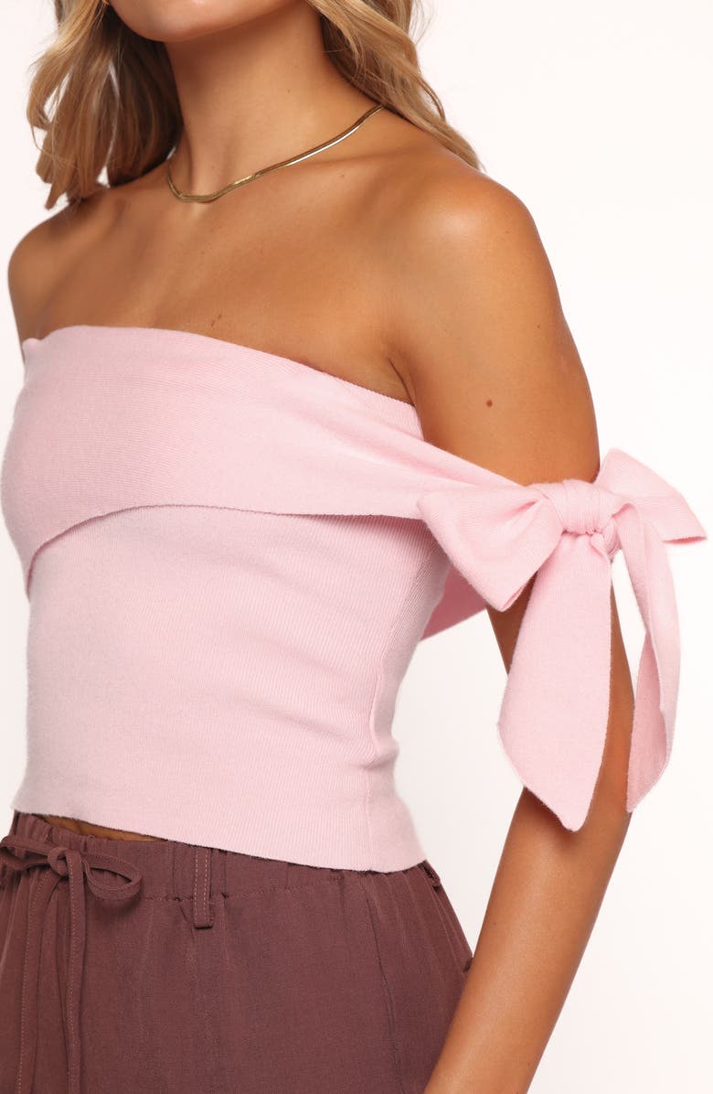 Petal & Pup Charama Bow Detail Off the Shoulder Knit Top, Alternate, color, Pink