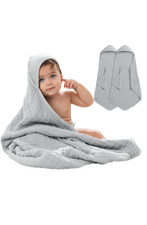 Hooded Baby Towels - 6 Layers, Pack of 2
