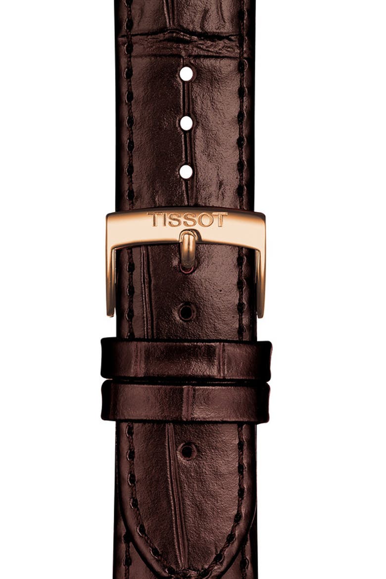 T-Classic Carson Premium Chronograph Leather Strap Watch, 41mm, Alternate, color, BROWN/GOLD