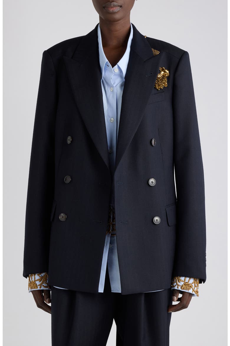 Barrysta Embroidered Herringbone Wool Jacket, Main, color, NAVY